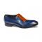 Duca Di Matiste "Veroli" Navy/Gold Genuine Italian Calf Leather Crocodile Dress Shoes.